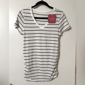 NWT 2pc Set Isabel Maternity Striped V-Neck Top - Black and White/Black size XS
